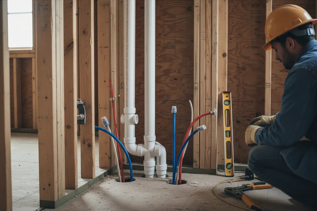 Drain and supply rough-in during Drain Cleaning in Hominy